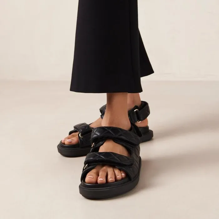 ALOHAS Sandals Women HookLoop 8211 Black Leather Sandals
