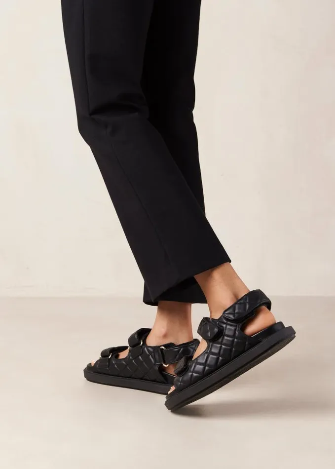 ALOHAS Sandals Women HookLoop 8211 Black Leather Sandals