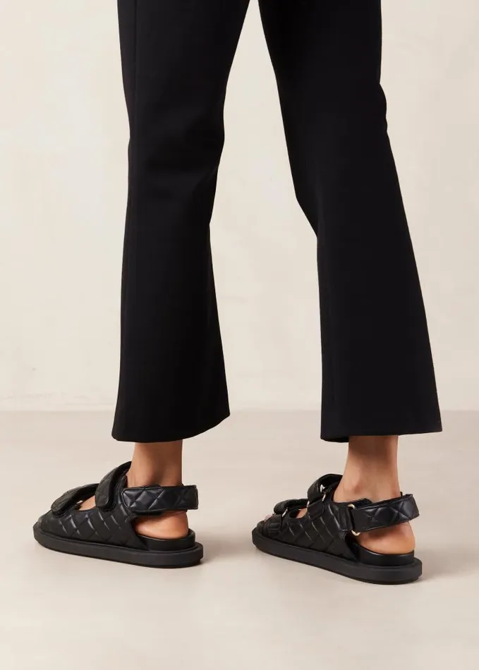 ALOHAS Sandals Women HookLoop 8211 Black Leather Sandals