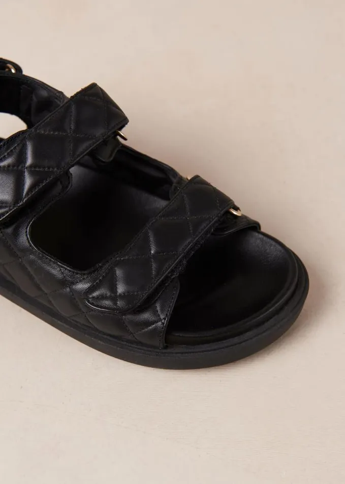 ALOHAS Sandals Women HookLoop 8211 Black Leather Sandals