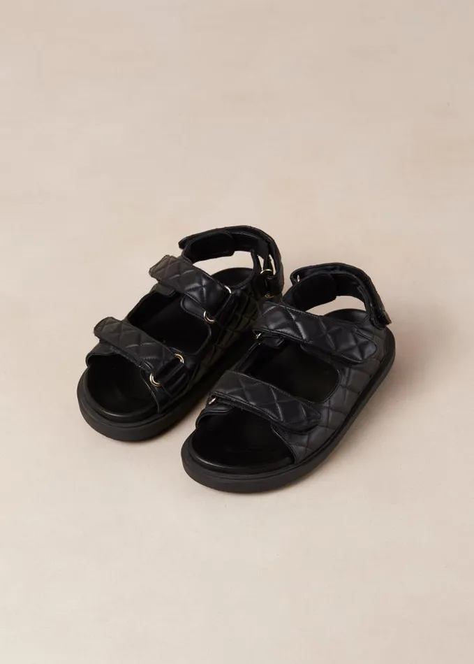 ALOHAS Sandals Women HookLoop 8211 Black Leather Sandals