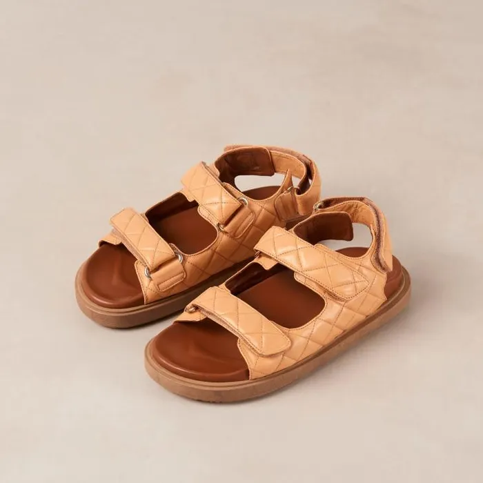 ALOHAS Sandals Women HookLoop 8211 Orange DoubleStrap Chunky Sandals
