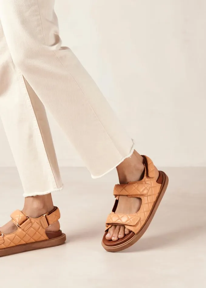 ALOHAS Sandals Women HookLoop 8211 Orange DoubleStrap Chunky Sandals