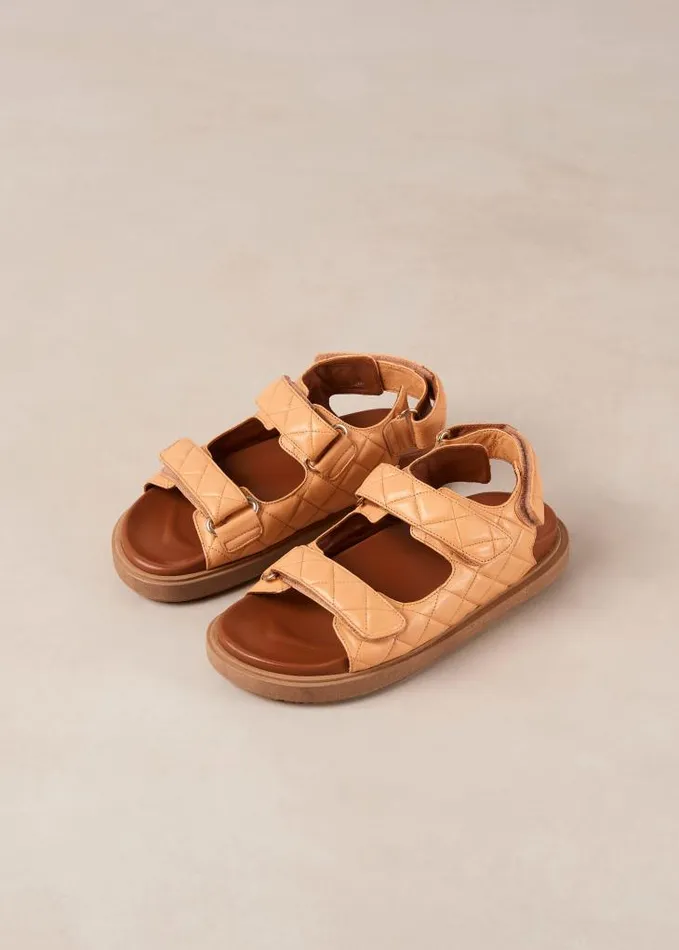 ALOHAS Sandals Women HookLoop 8211 Orange DoubleStrap Chunky Sandals