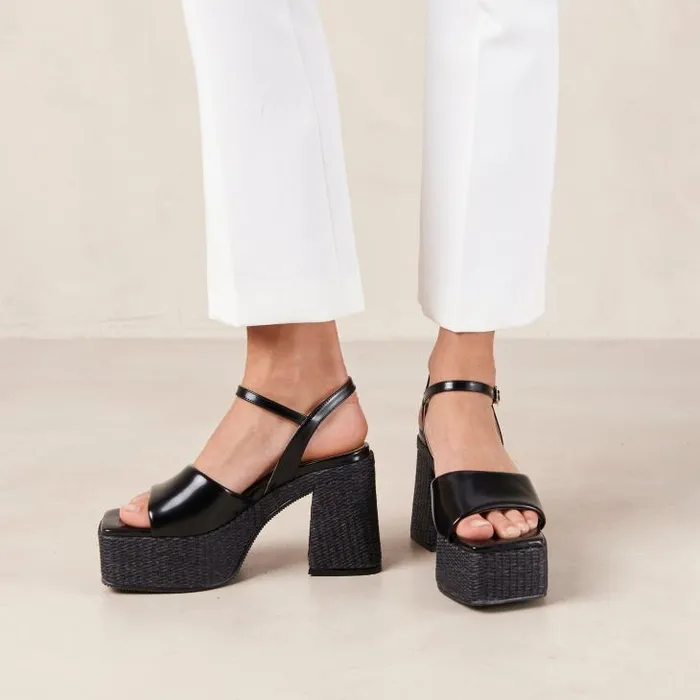 ALOHAS Sandals Women Jazzy 8211 Black Platform Heeled Sandals
