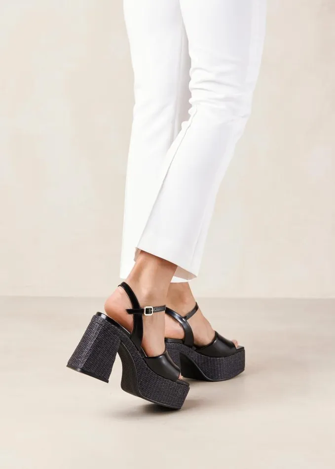 ALOHAS Sandals Women Jazzy 8211 Black Platform Heeled Sandals