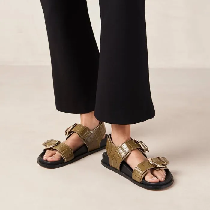 ALOHAS Sandals Women Leone Alli 8211 Green DoubleStrap Sandals
