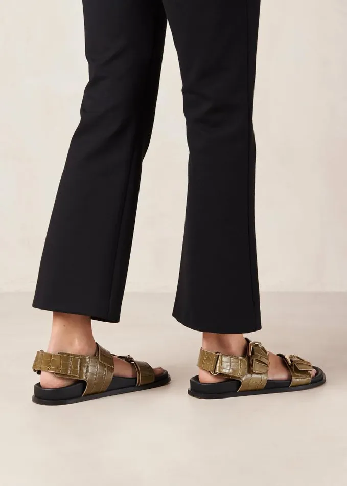 ALOHAS Sandals Women Leone Alli 8211 Green DoubleStrap Sandals
