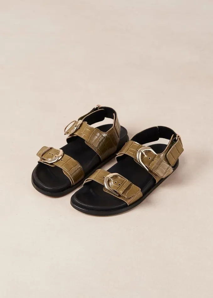 ALOHAS Sandals Women Leone Alli 8211 Green DoubleStrap Sandals
