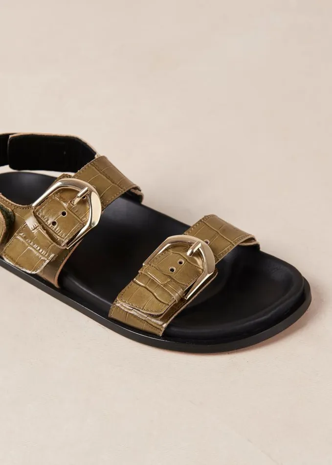 ALOHAS Sandals Women Leone Alli 8211 Green DoubleStrap Sandals