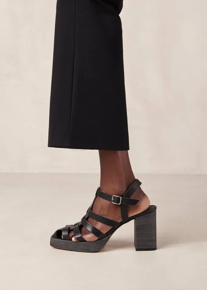 ALOHAS Sandals Women Rollers 8211 Black Vegan Leather Sandals