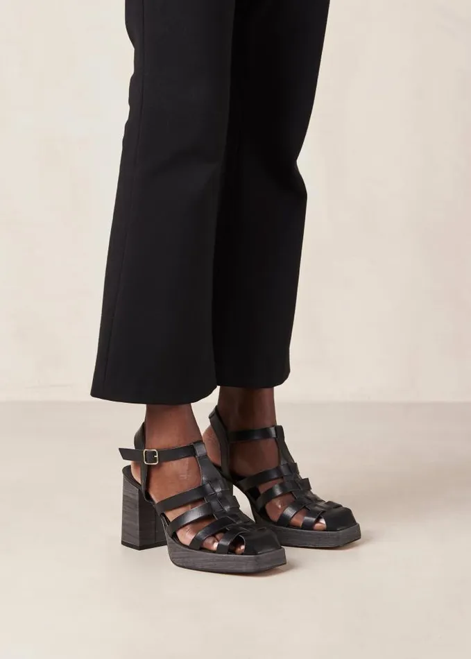 ALOHAS Sandals Women Rollers 8211 Black Vegan Leather Sandals