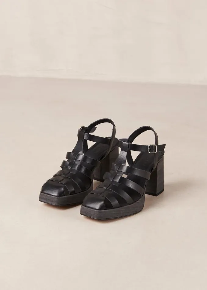 ALOHAS Sandals Women Rollers 8211 Black Vegan Leather Sandals
