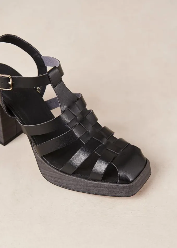 ALOHAS Sandals Women Rollers 8211 Black Vegan Leather Sandals