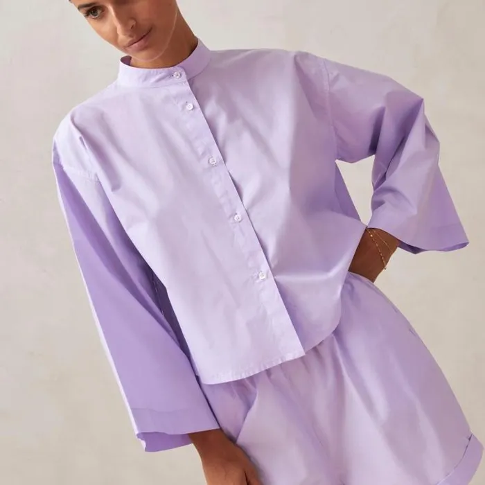 ALOHAS Shirts Women Maira 8211 Purple Cotton Shirt