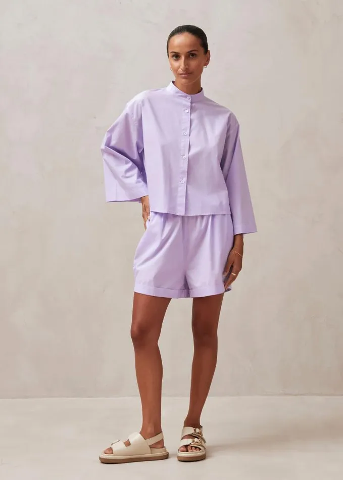ALOHAS Shirts Women Maira 8211 Purple Cotton Shirt
