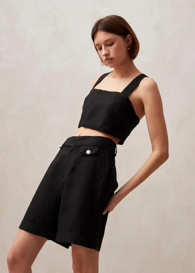 ALOHAS Shorts Women Boa 8211 Black Linen Shorts