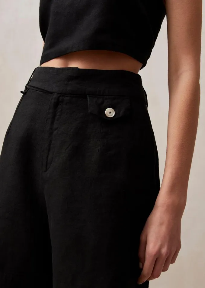 ALOHAS Shorts Women Boa 8211 Black Linen Shorts