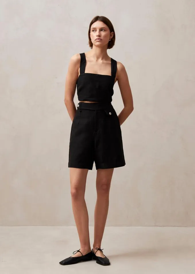 ALOHAS Shorts Women Boa 8211 Black Linen Shorts
