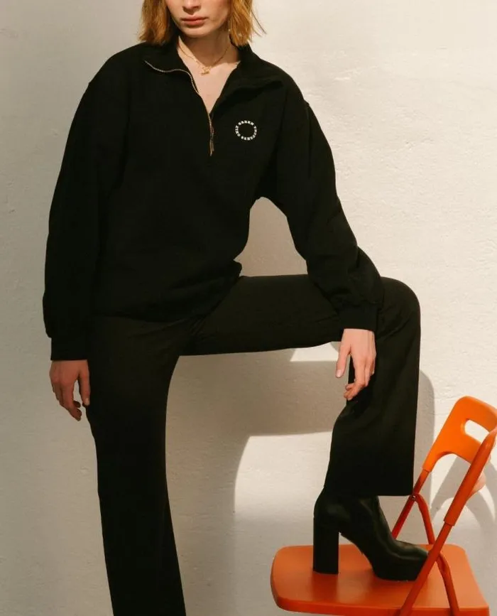 ALOHAS Sportswear Women Macchiato 8211 Black Cotton Sweatshirt
