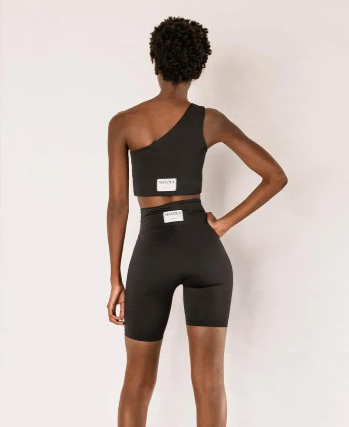 ALOHAS Sportswear Women Shoulder Naked 8211 Black Econyl Top