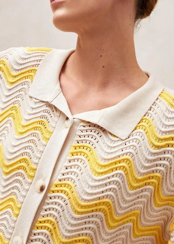 ALOHAS Sweaters and Cardigans Women Messina 8211 Yellow and Cream Knit Sweater