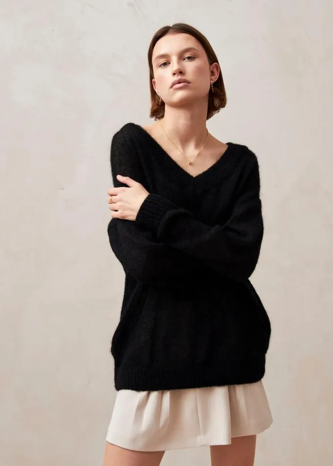 ALOHAS Sweaters and Cardigans Women Pomeda 8211 Black Mohair Sweater