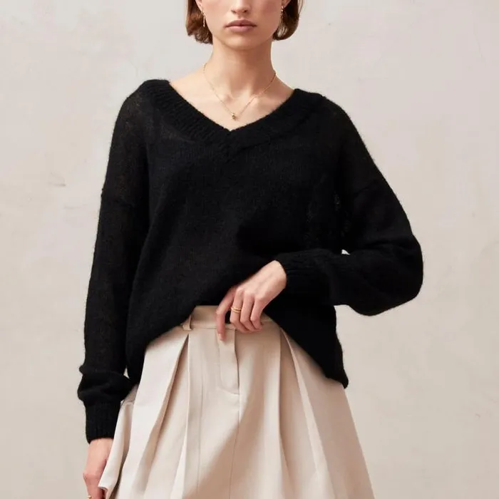 ALOHAS Sweaters and Cardigans Women Pomeda 8211 Black Mohair Sweater