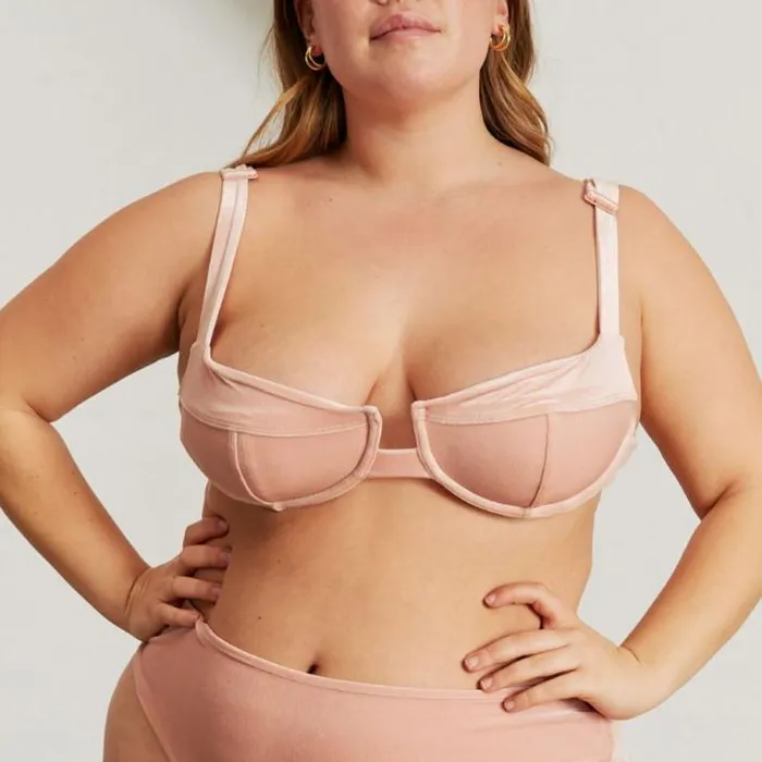 ALOHAS Swimwear Women The Loop 8211 Pink Velvet Bikini Top