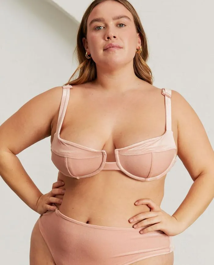ALOHAS Swimwear Women The Loop 8211 Pink Velvet Bikini Top