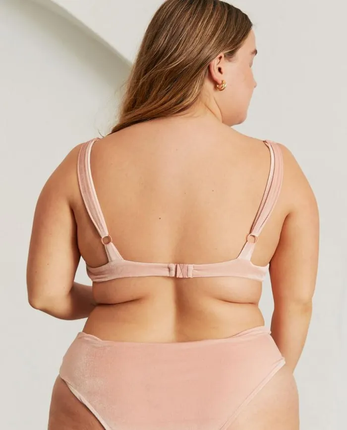 ALOHAS Swimwear Women The Loop 8211 Pink Velvet Bikini Top