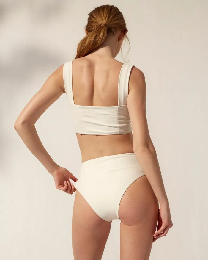 ALOHAS Swimwear Women The Pentagon 8211 White Recycled Nylon Bikini Bottom