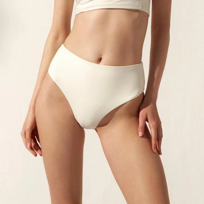 ALOHAS Swimwear Women The Pentagon 8211 White Recycled Nylon Bikini Bottom