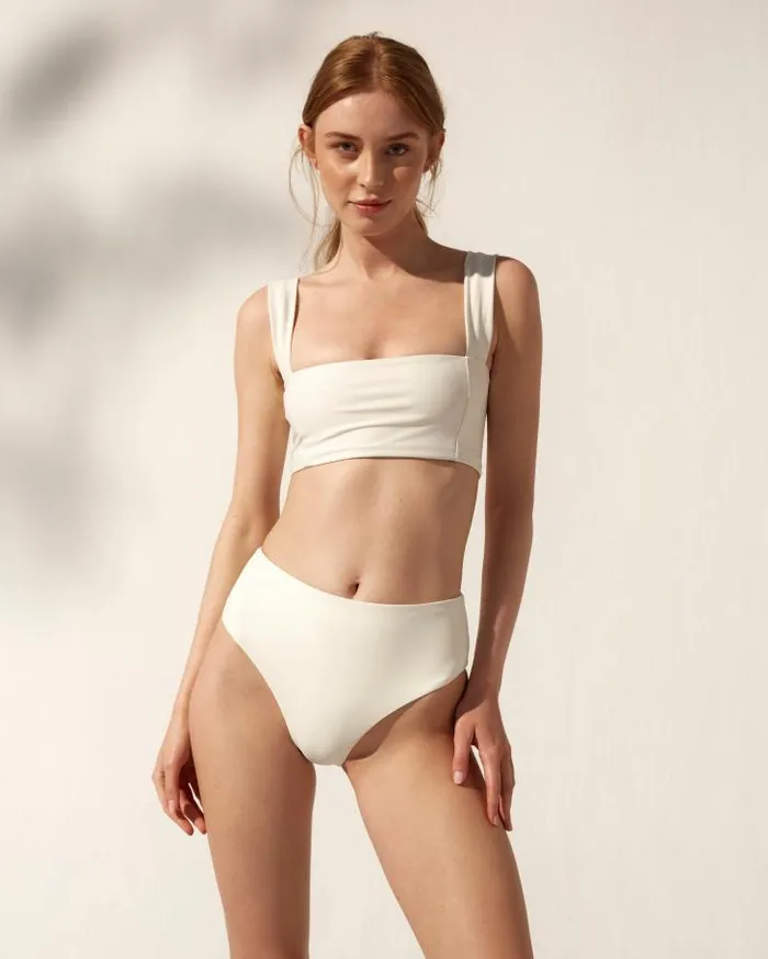 ALOHAS Swimwear Women The Pentagon 8211 White Recycled Nylon Bikini Bottom