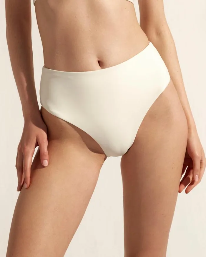 ALOHAS Swimwear Women The Pentagon 8211 White Recycled Nylon Bikini Bottom