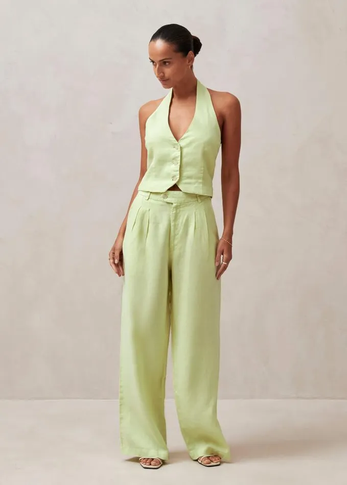 ALOHAS Tops Women Ami 8211 Green Linen Top