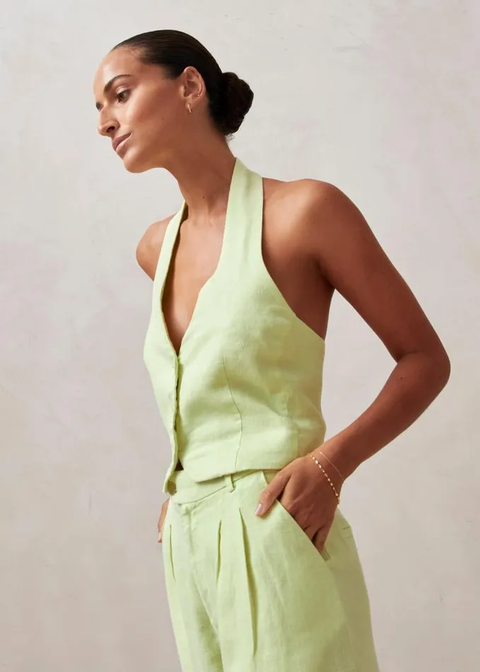 ALOHAS Tops Women Ami 8211 Green Linen Top