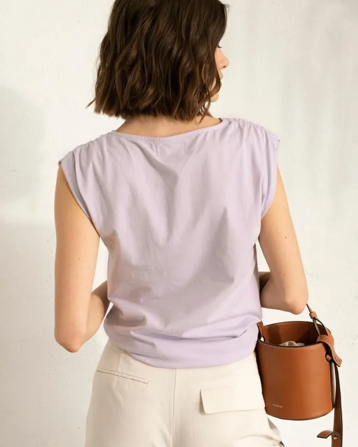 ALOHAS Tops Women Calm 8211 Purple Cotton Top