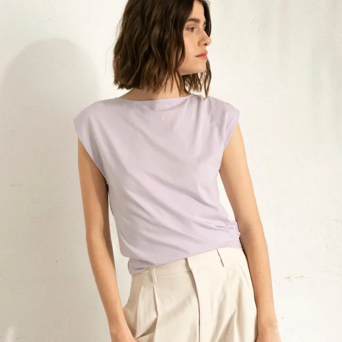 ALOHAS Tops Women Calm 8211 Purple Cotton Top