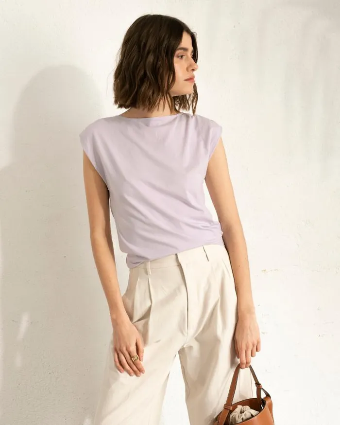ALOHAS Tops Women Calm 8211 Purple Cotton Top