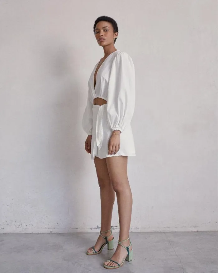 ALOHAS Tops Women Dazzling 8211 White Cotton Top