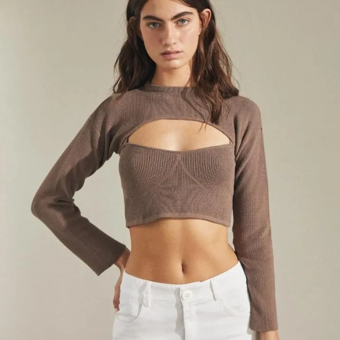 ALOHAS Tops Women Hustle 8211 Brown Knit Top