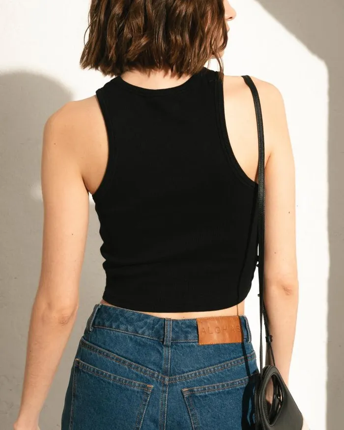 ALOHAS Tops Women Lift 8211 Black Cotton Top