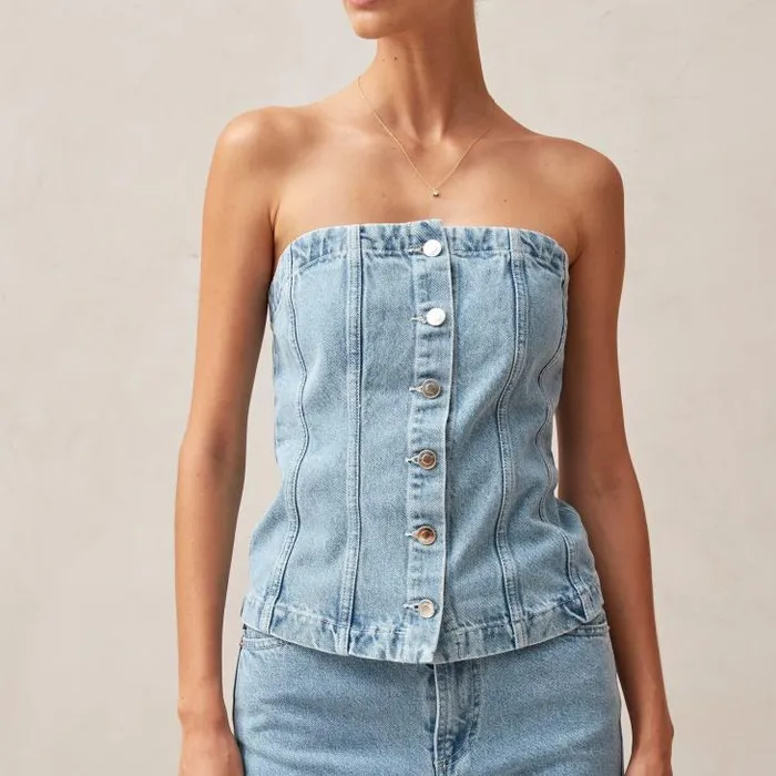 ALOHAS Tops Women Troyes 8211 Blue Denim Top