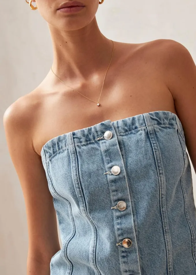 ALOHAS Tops Women Troyes 8211 Blue Denim Top