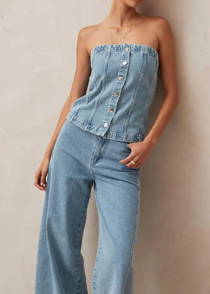 ALOHAS Tops Women Troyes 8211 Blue Denim Top