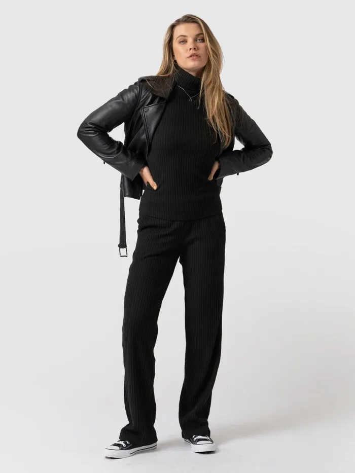 Apartment Pant Ribbed 8211 Black Rib Black Rib Women Saint And Sofia Pants