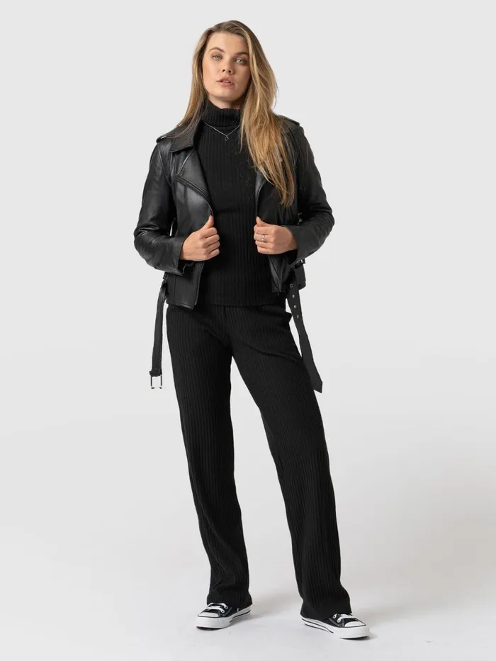 Apartment Pant Ribbed 8211 Black Rib Black Rib Women Saint And Sofia Pants