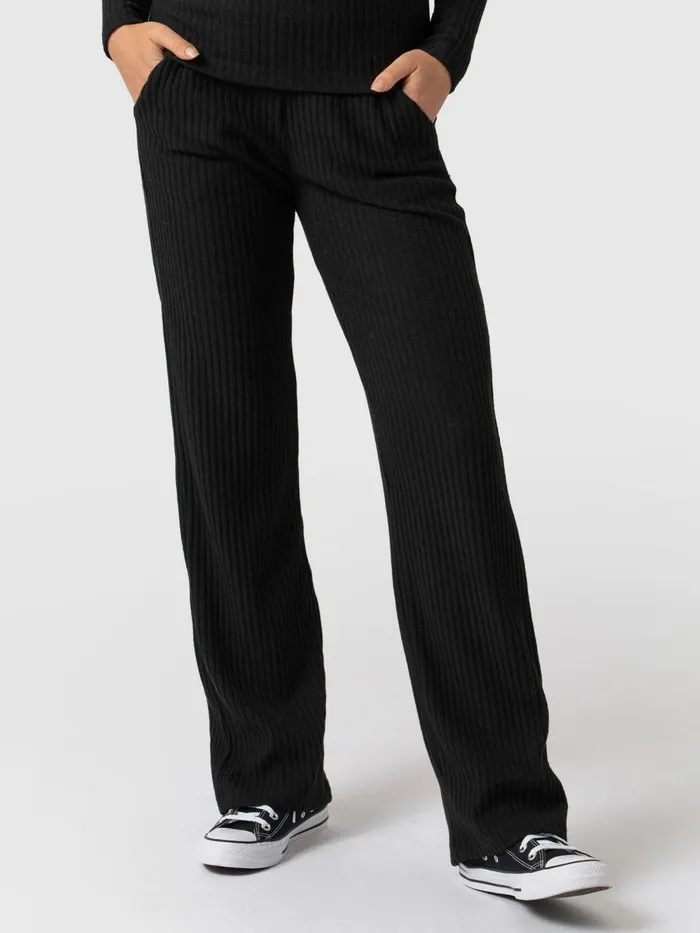 Apartment Pant Ribbed 8211 Black Rib Black Rib Women Saint And Sofia Pants