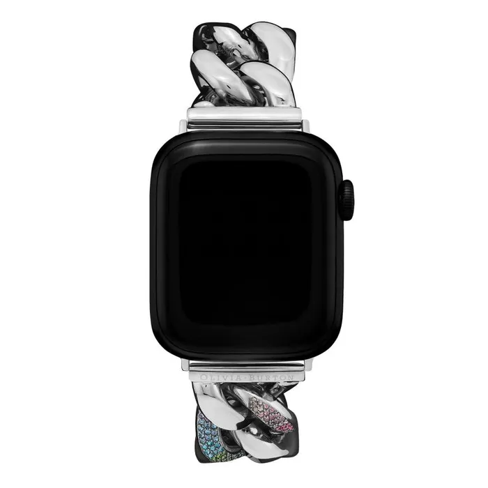 Apple Watch Straps Women Olivia Burton Silver With Rainbow Link Bracelet Strap